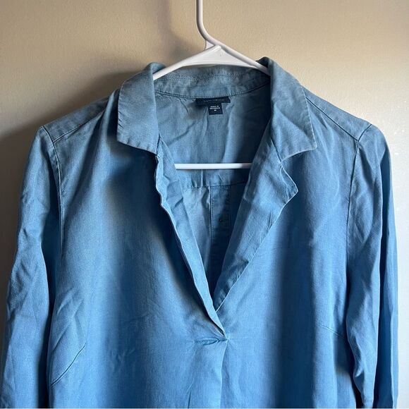 J Jill Denim Chambray Button Back Long Sleeve Blouse - Picture 3 of 6